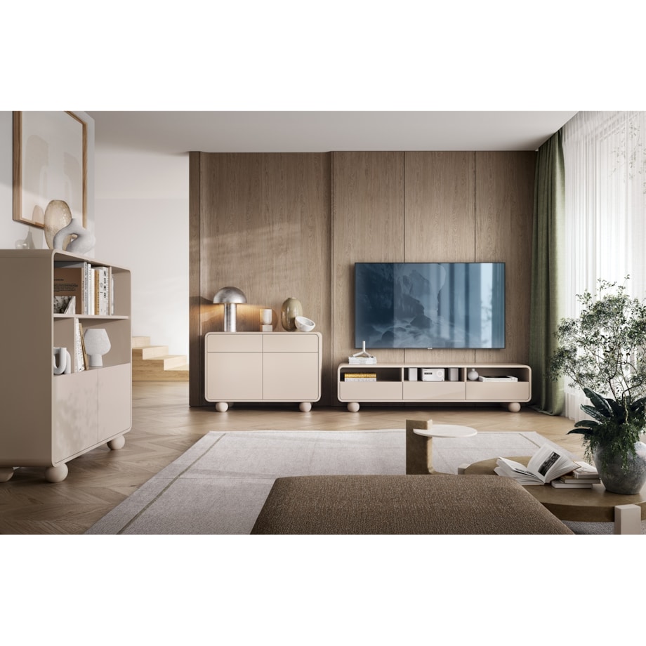 Komoda 108 ALBI w kolorze kaszmirowym na okrągłych nóżkach