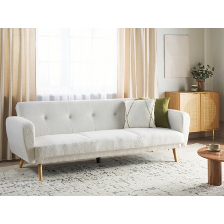 Sofa trzyosobowa boucle biała FLORLI