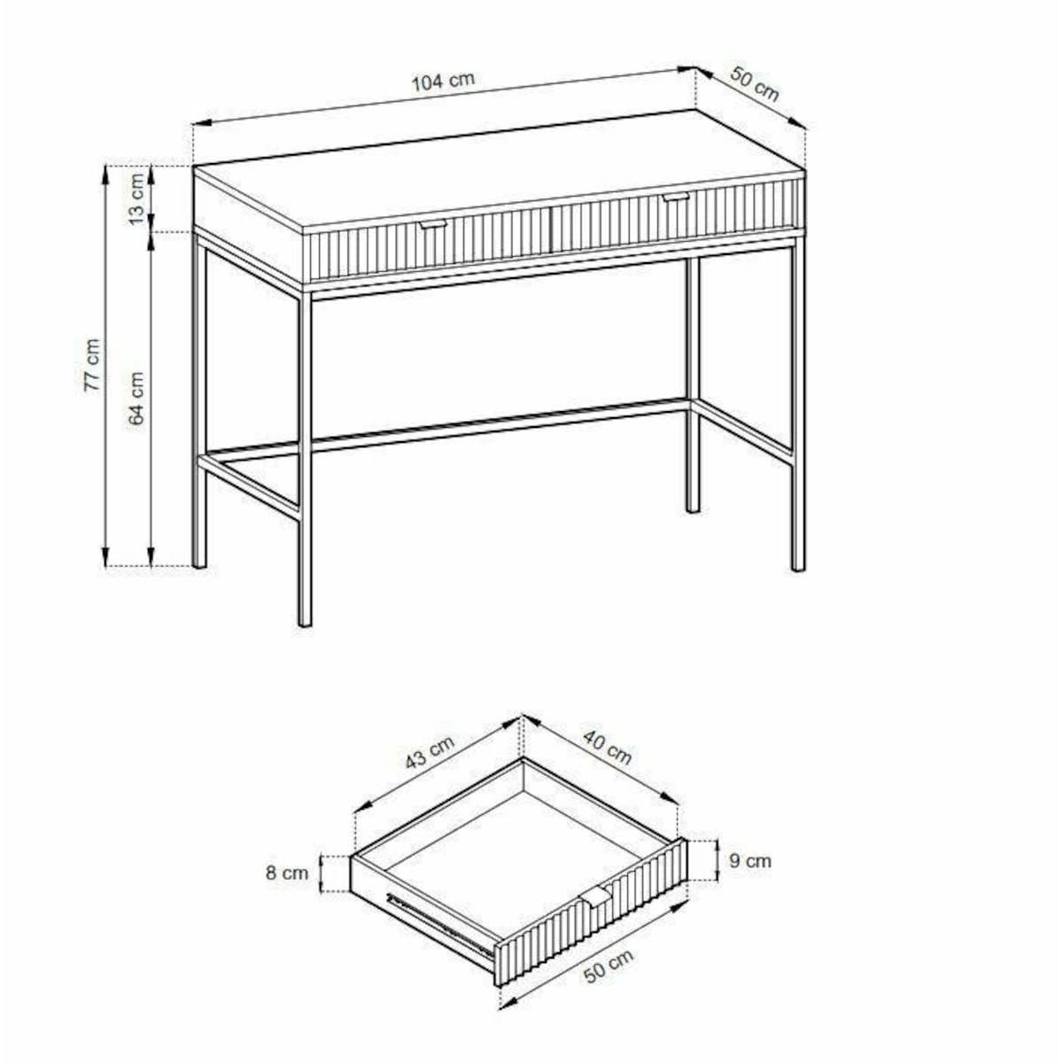 Toaletka Delicious ryflowana biała złote nogi