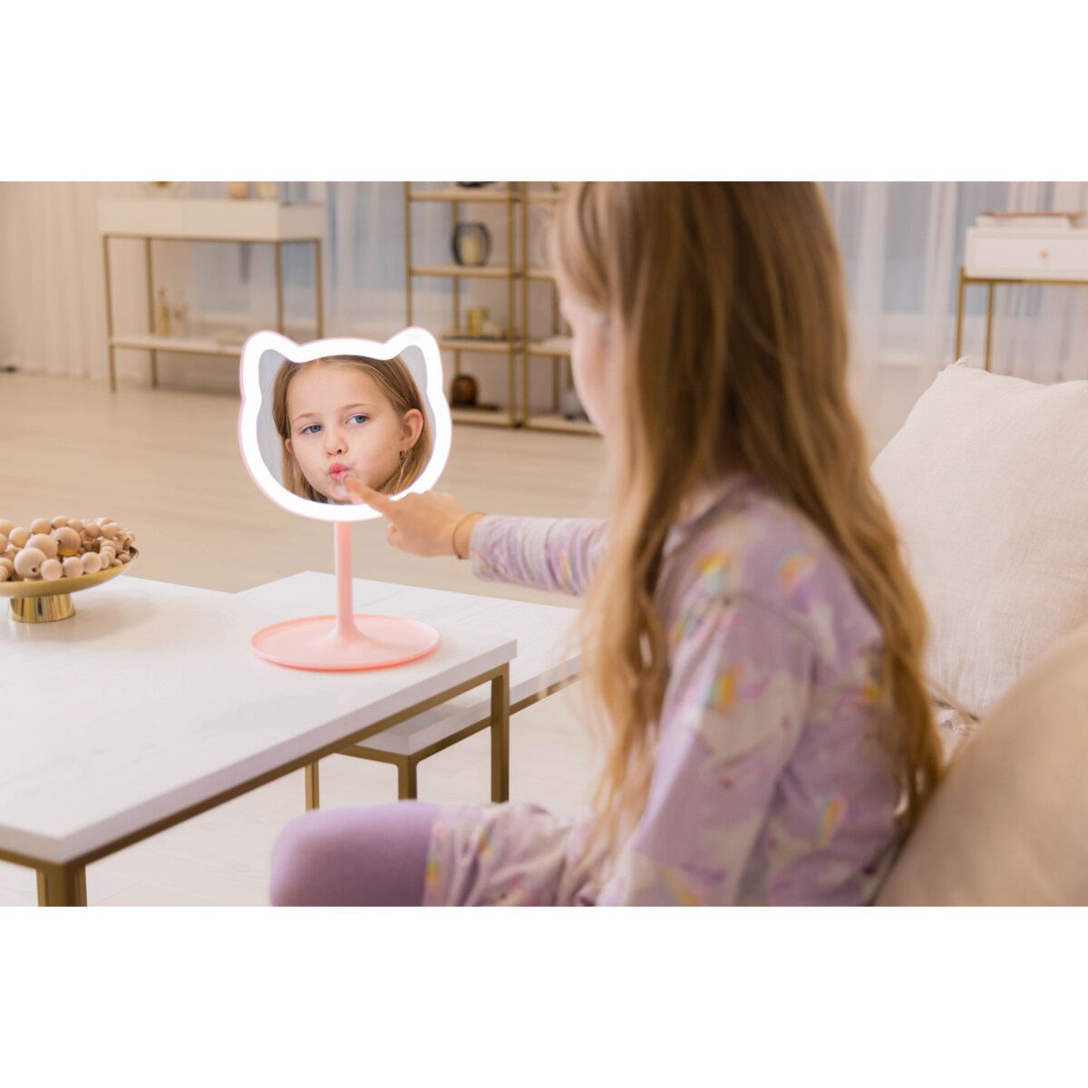 INNOGIO GIOPERFECT Pink Cat lusterko kosmetyczne z podświetleniem LED