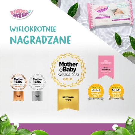 Chusteczki nawilżane dla noworodków i dzieci 6 opakowań (336 szt.) Kinder by Nature
