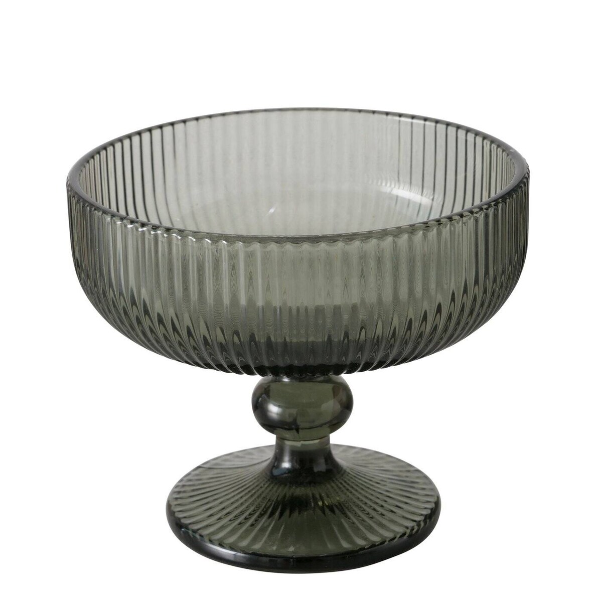 Ryflowany pucharek do deserów i lodów, zielone szkło, Ø 12 cm