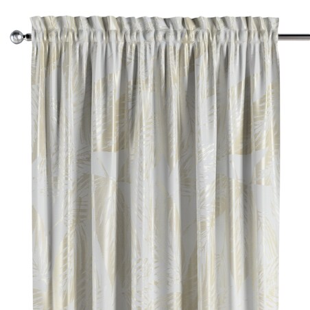 Zasłona na kanale z grzywką 1 szt. 130x260 ecru liście