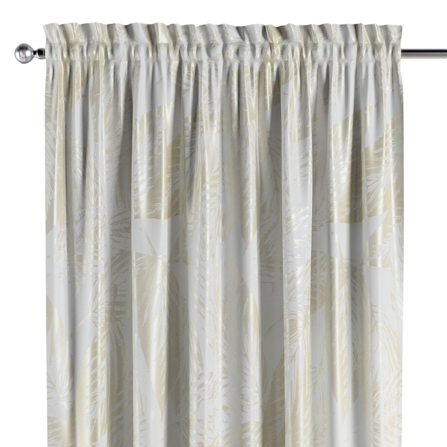 Zasłona na kanale z grzywką 1 szt. 130x260 ecru liście
