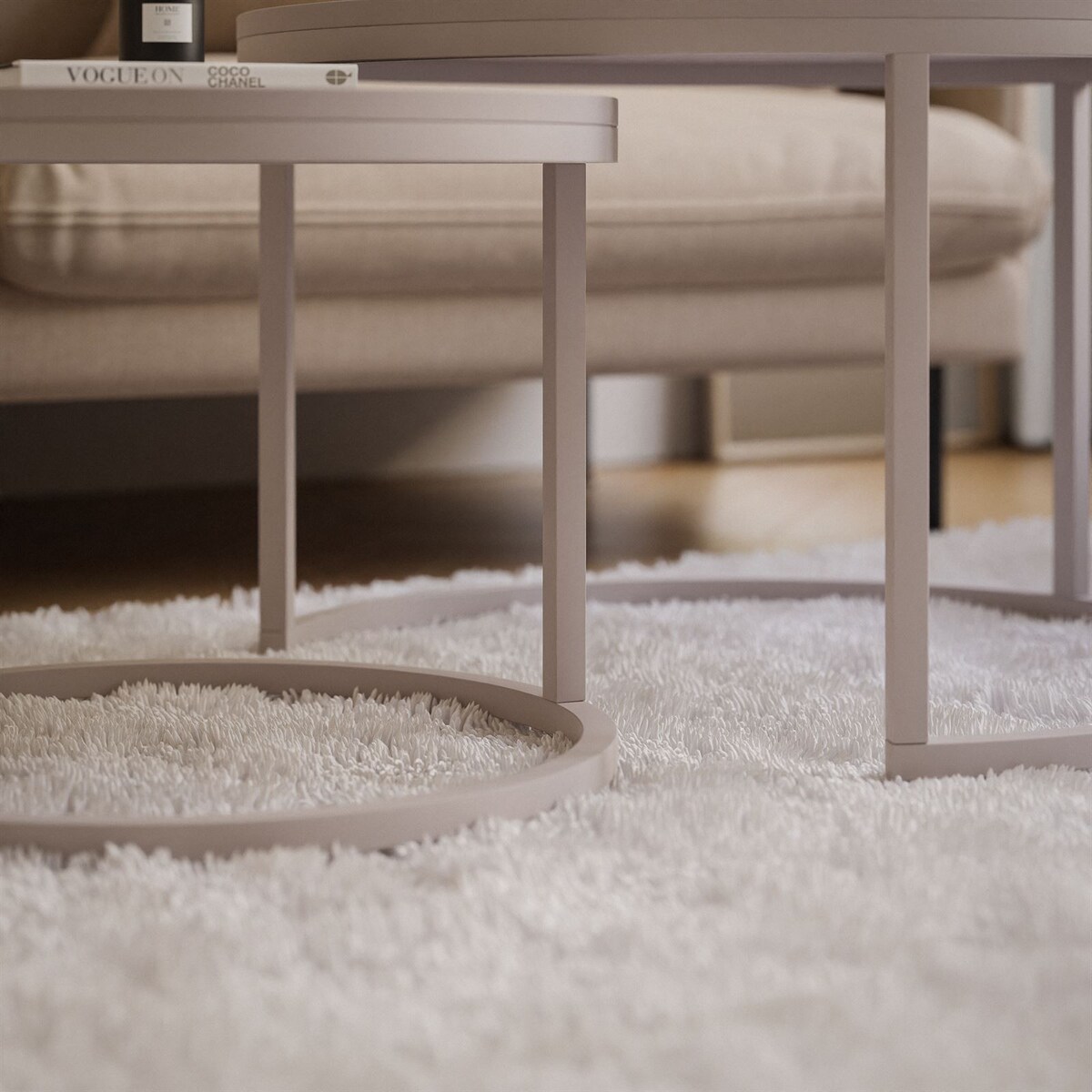 Okrągłe stoliki kawowe CIRI 2w1 kaszmir czarny mat