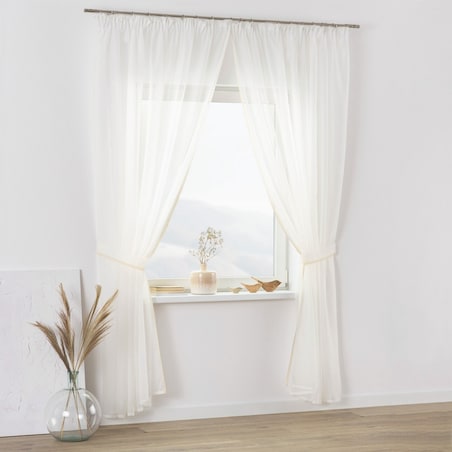 Firany z koronką Lily 2 szt. długie 200x250 ecru