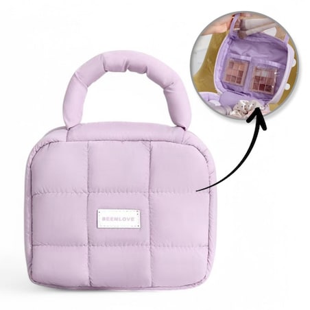 Kosmetyczka damska pikowana kuferek z rączką 21 x 17 x 8 cm KS139FIO