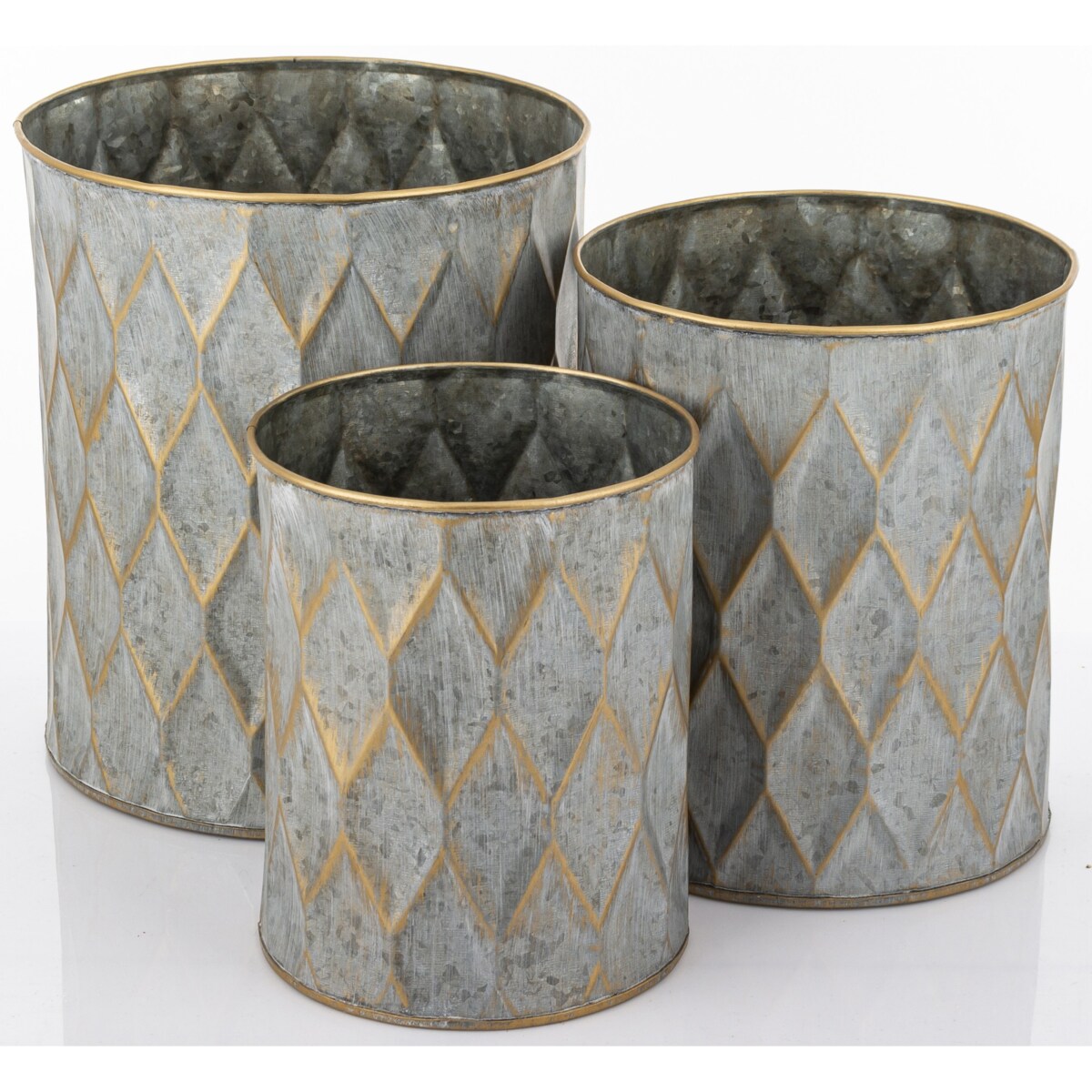 Komplet 3 szt. metalowych osłonek na doniczki BERCEO 25/22/19 x 21/18/15 cm