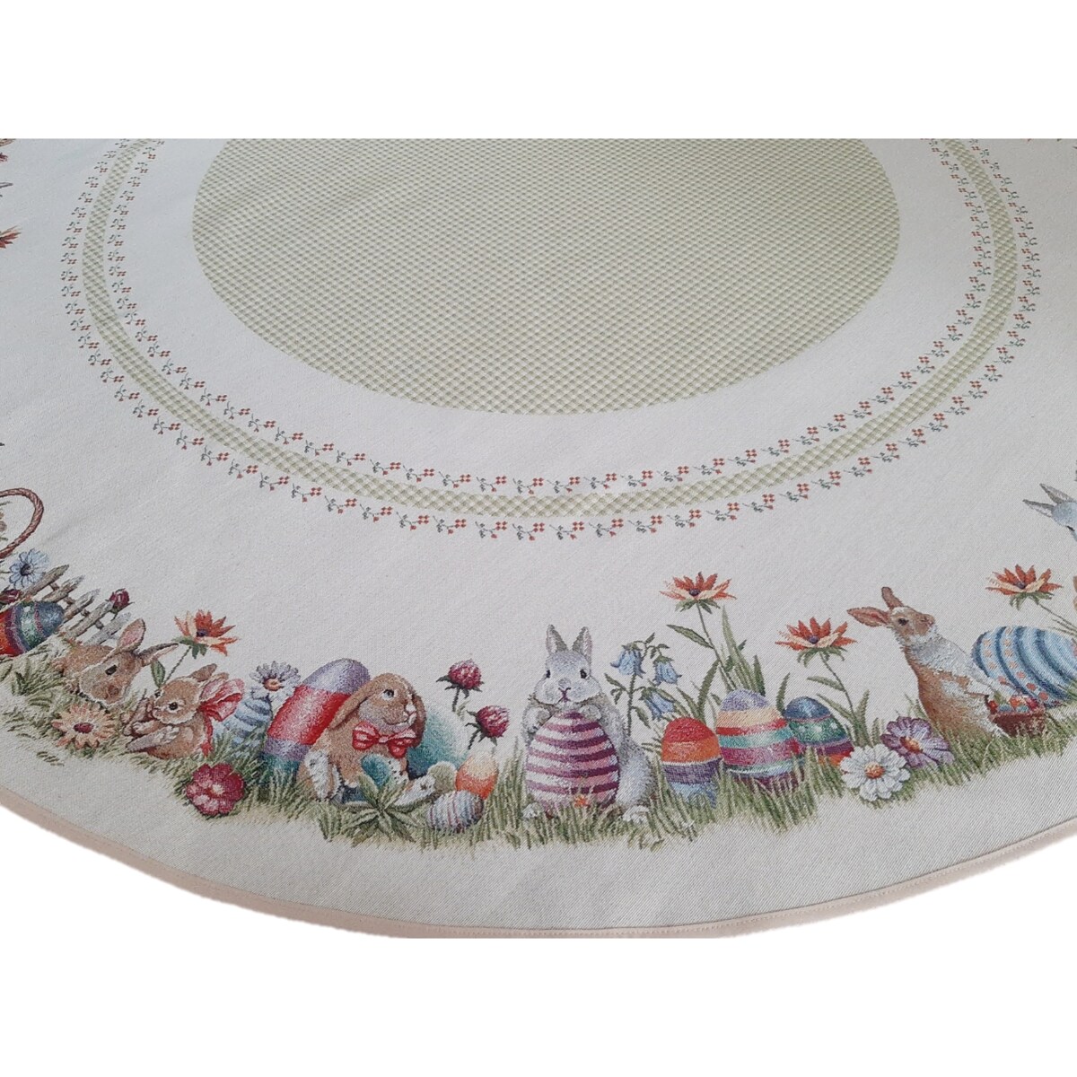 Obrus Okrągły Wielkanocny Na Stół 165 Cm Ozdobny Dekoracyjny