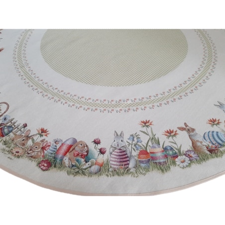 Obrus Okrągły Wielkanocny Na Stół 165 Cm Ozdobny Dekoracyjny