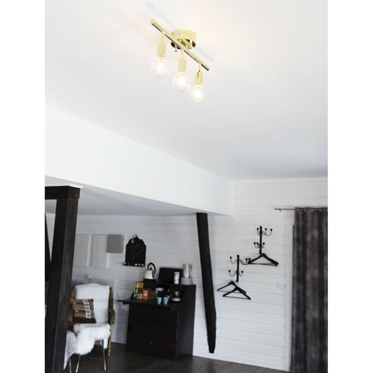 Regulowana lampa sufitowa Row 3-punktowy spot mosiądz