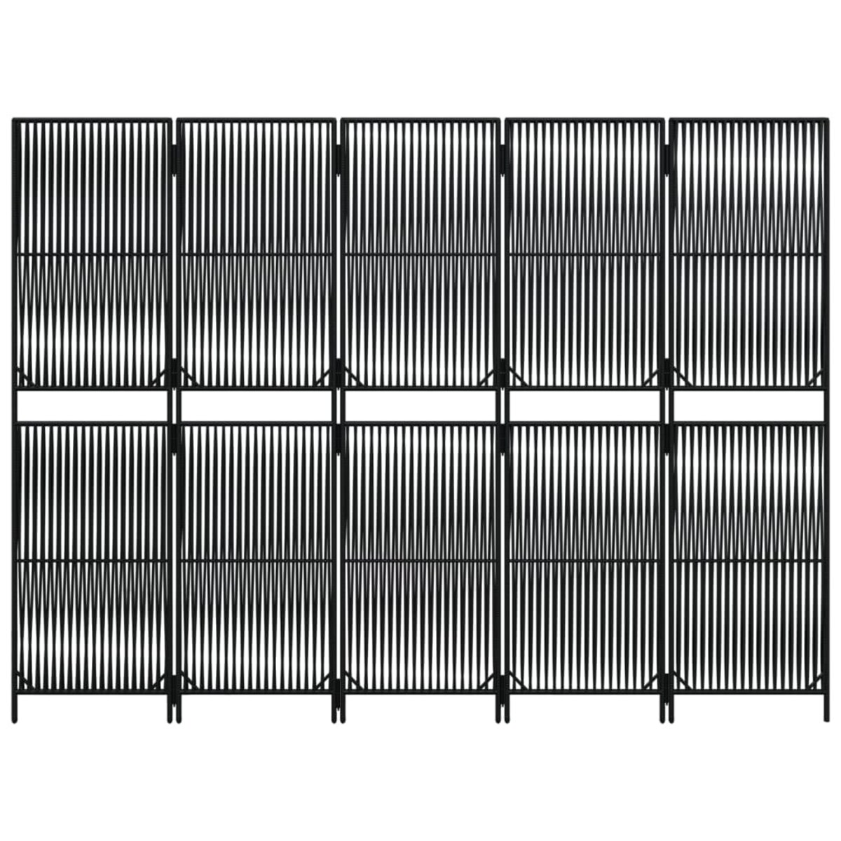 vidaXL Parawan 5-panelowy, czarny, polirattan