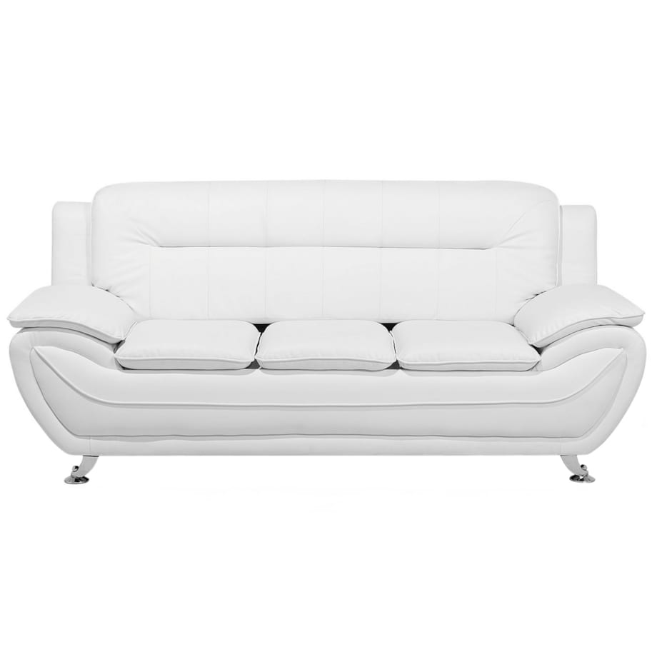 Sofa 3-osobowa ekoskóra biała LEIRA