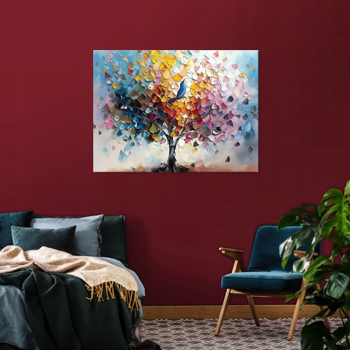 Obraz Do Sypialni Salonu Na Płótnie Drzewo Abstrakcja Kolorowy 120x80
