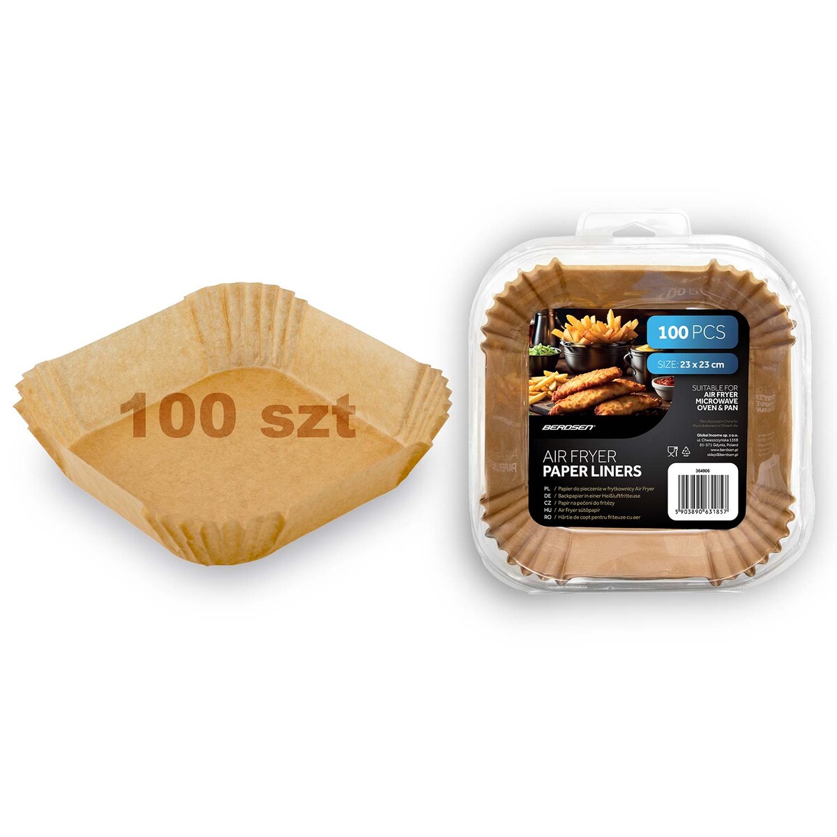 Papier do pieczenia Berdsen wkładki do frytkownicy 100 szt. 23 cm 364906