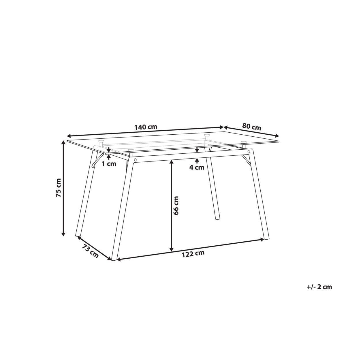 Stół do jadalni KAMINA Jasnobrązowy 140 cm 80 cm Szkło hartowane