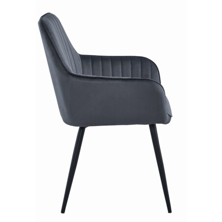 Krzesło Do Jadalni Kuchni Salonu Solden - Aksamit Ciemny Szary / Nogi Czarne