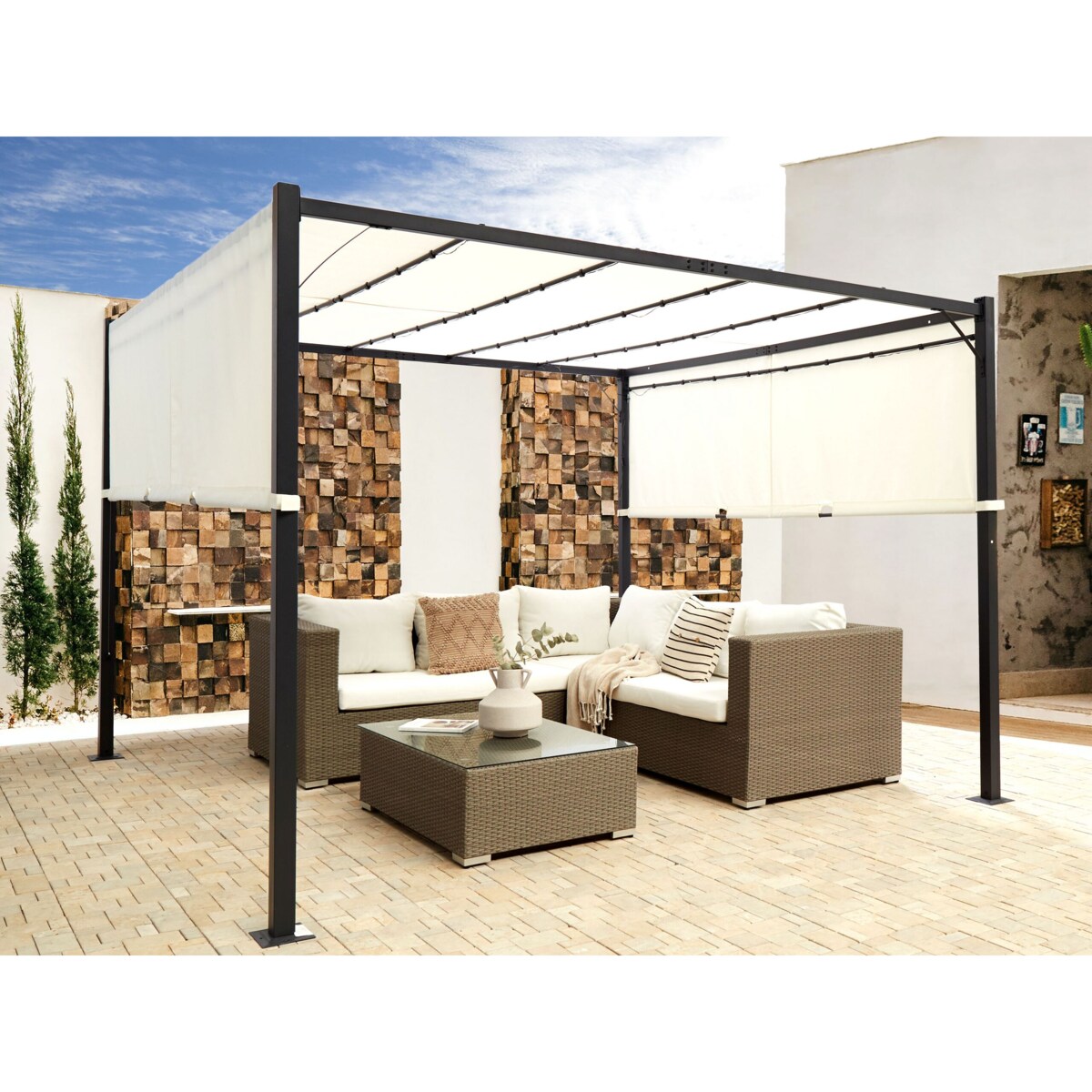 Pawilon ogrodowy LED PARGA Metal 310 cm 310 cm Beżowy