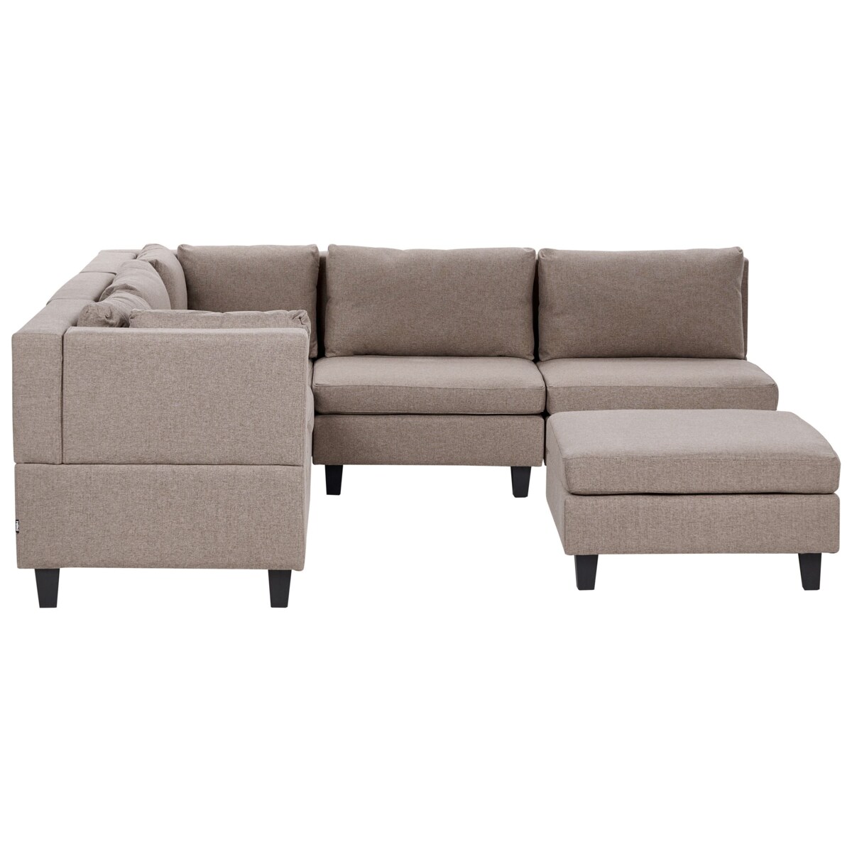 Tapicerowany prawostronny narożnik modułowy 5-osobowy z otomaną brązowy UNSTAD