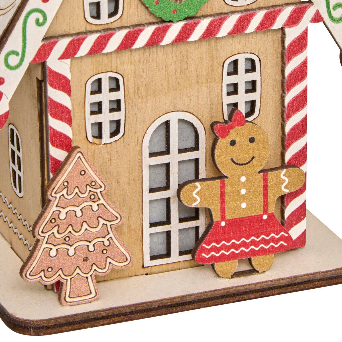 Lampion świąteczny LED, domek z piernika, 15 cm