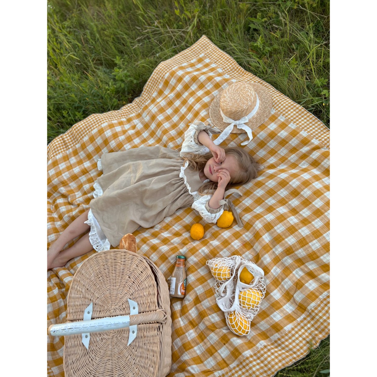 Orcha – muślinowy koc piknikowy XXL – mata piknikowa 180×150 cm