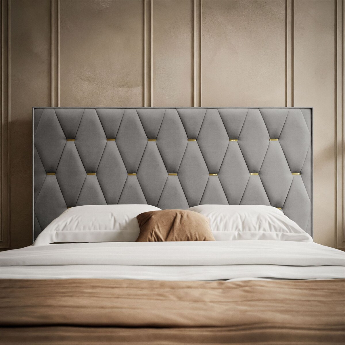 Łóżko tapicerowane IZOLDA z wysokim zagłówkiem, selaż 34, 180x200 Royal Velvet 250