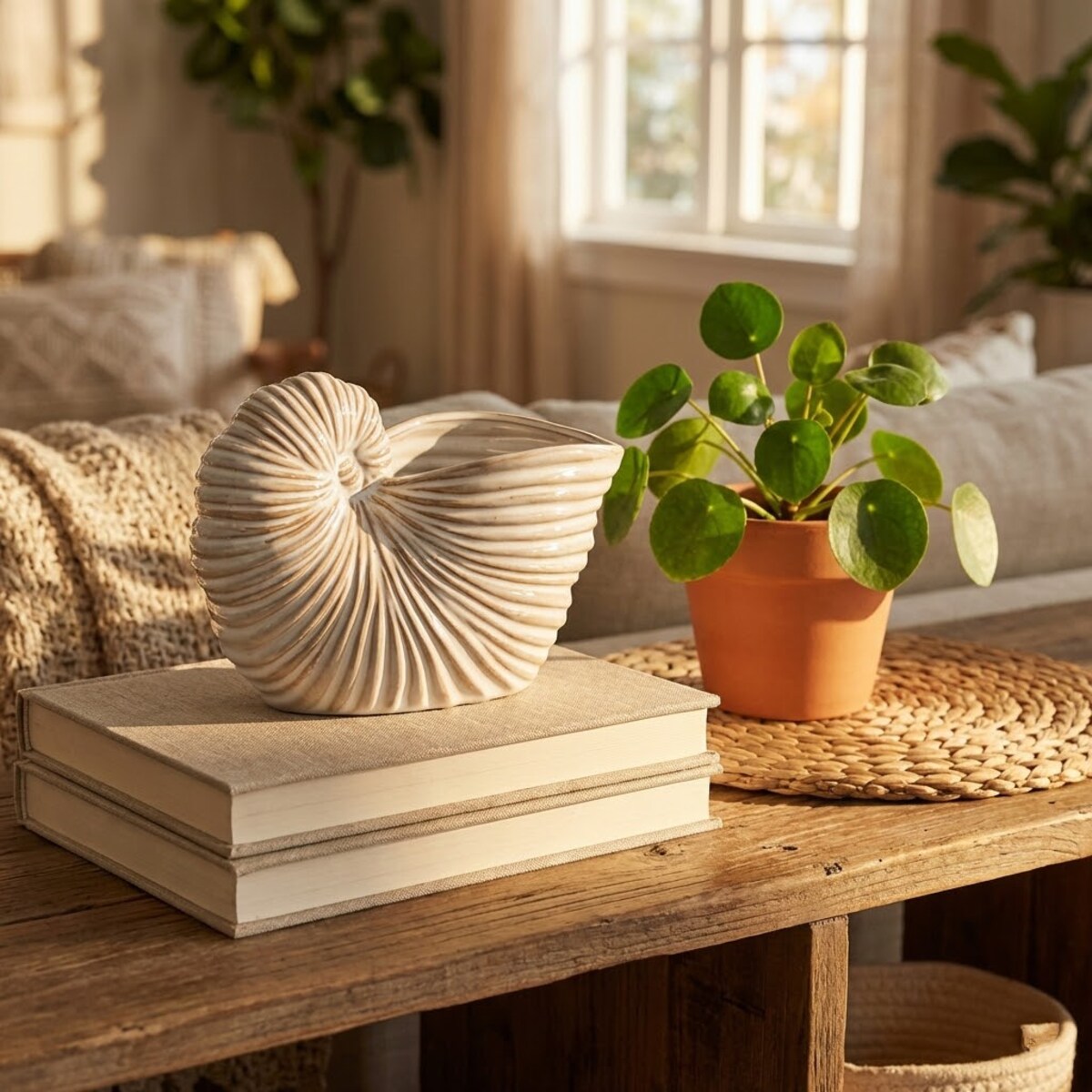 FIGURKA MUSZLA MARYNISTYKA RAFA KORALOWA CERAMICZNA DEKORACYJNA MUSZELKA