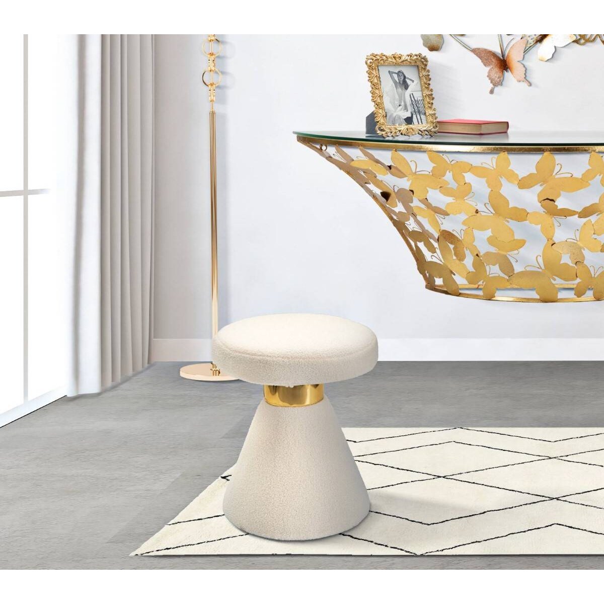 Stołek z pluszu, wys. 51 cm