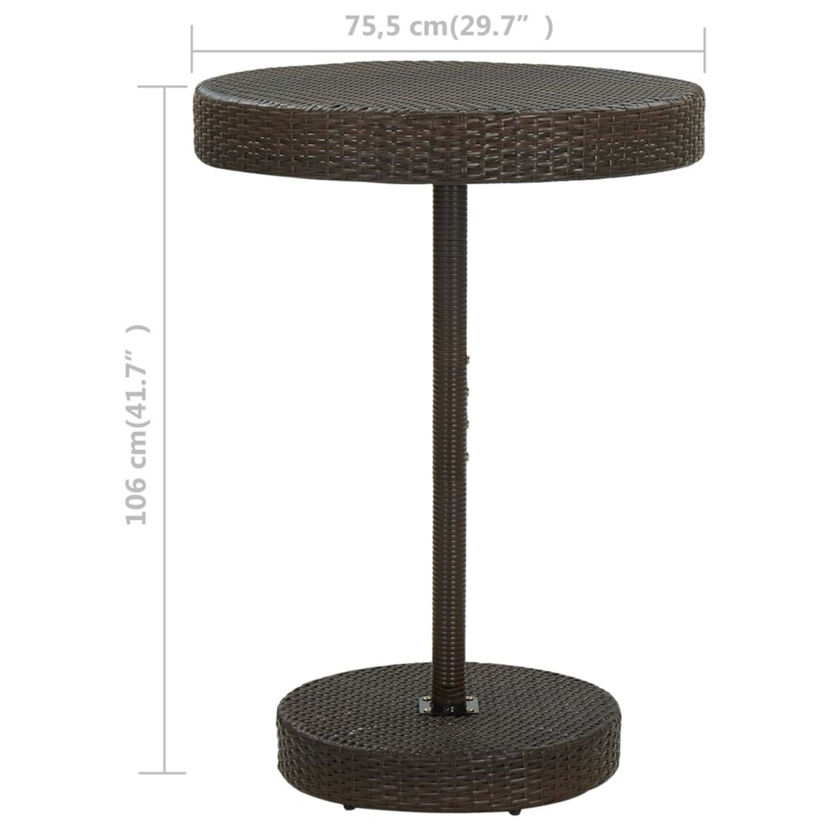 vidaXL Stolik ogrodowy, brązowy, 75,5 x 106 cm, polirattan