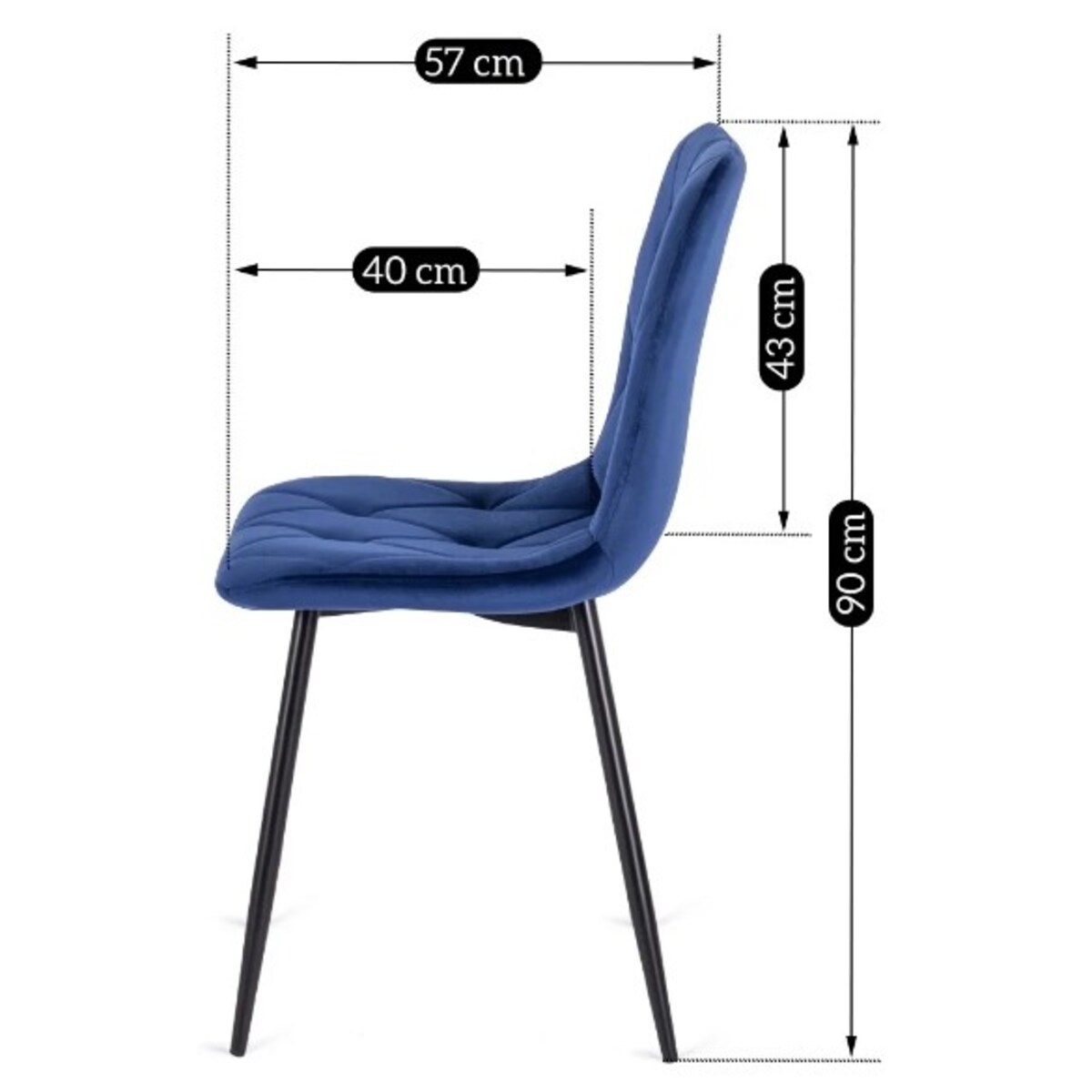 Krzesło Tapicerowane Welurowe Kuchenne Do Jadalni Salonu Loft Granat ROBIN