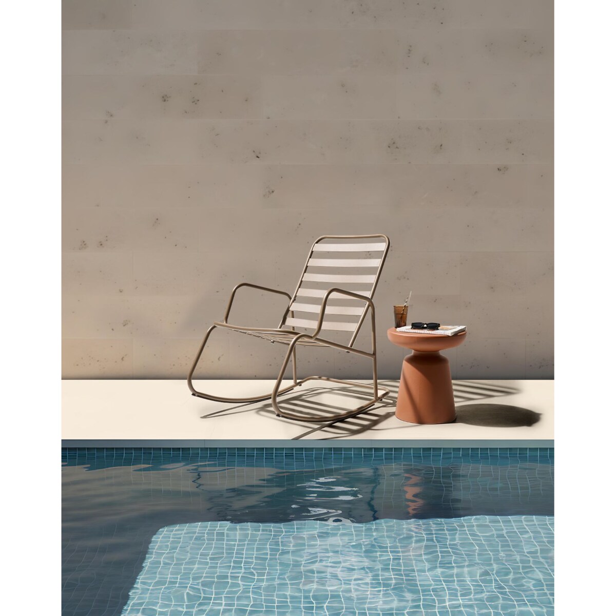 Fotel bujany ogrodowy TURI Metal Beżowoszary