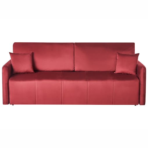 Sofa rozkładana dla 3 osób EGGE Welur Burgundowy