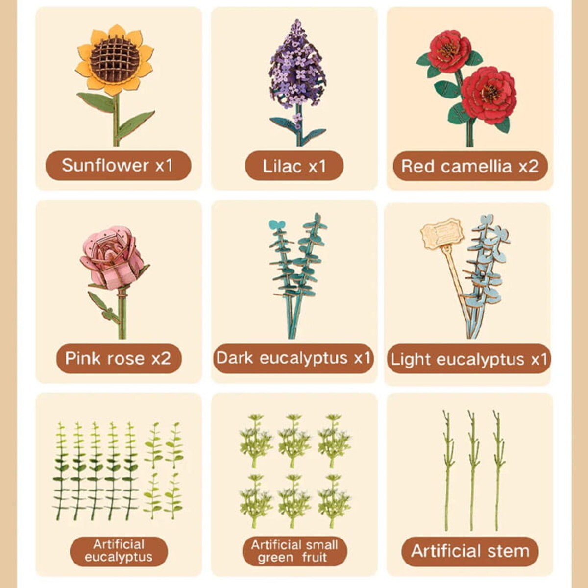 Wiosenny bukiet kwiatów w koszyku - flower box DIY - kwiaty Robotime