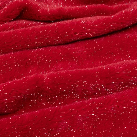 Pled koc pluszowy czerwony ze srebrną nitką 130x180 cm