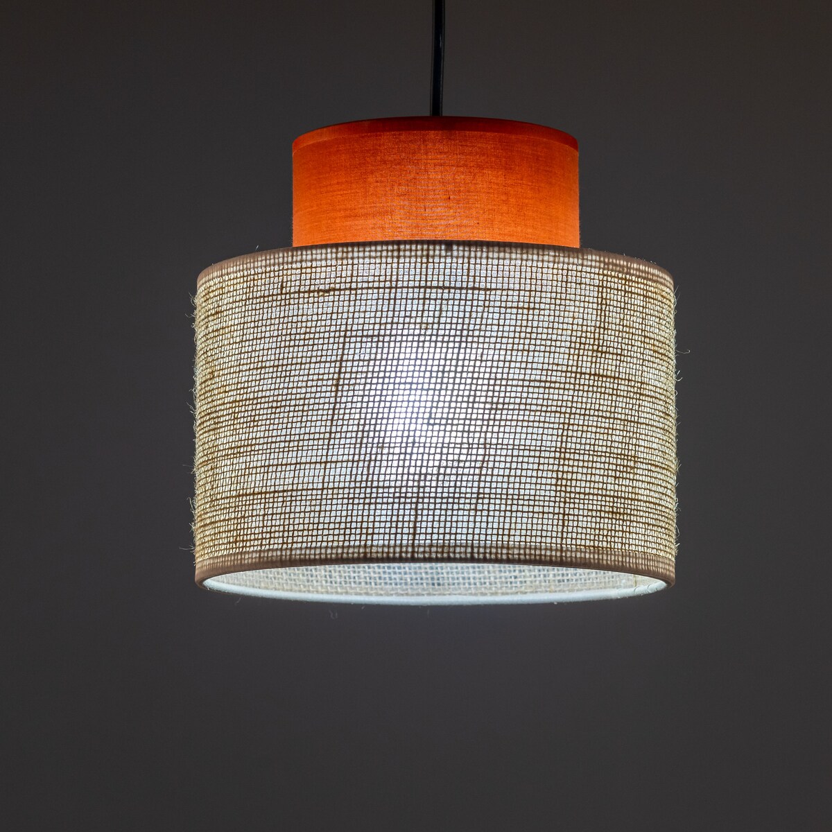 Lampa wisząca TK Lighting DUO JUTA BROWN 2785 czarno-beżowa E27 regulowana, jutowy klosz do salonu i jadalni