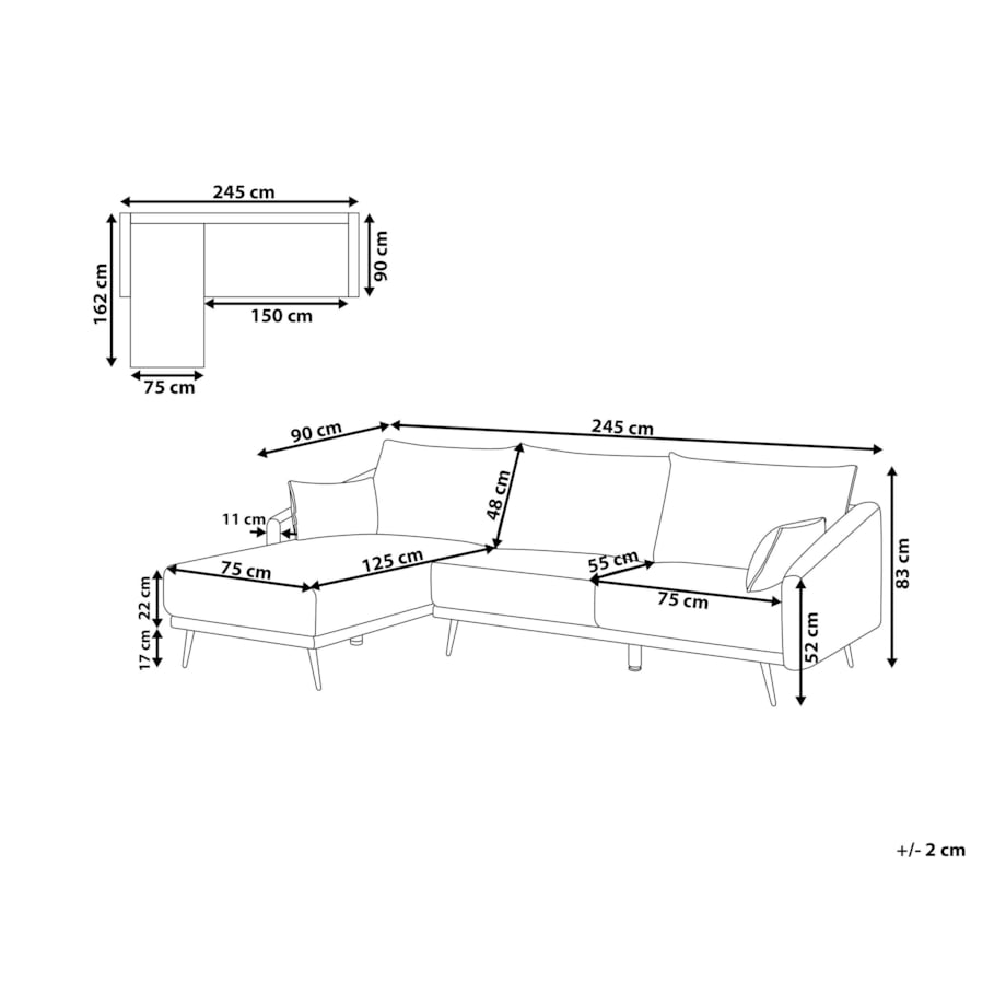 Narożnik welurowy niebieski VARDE