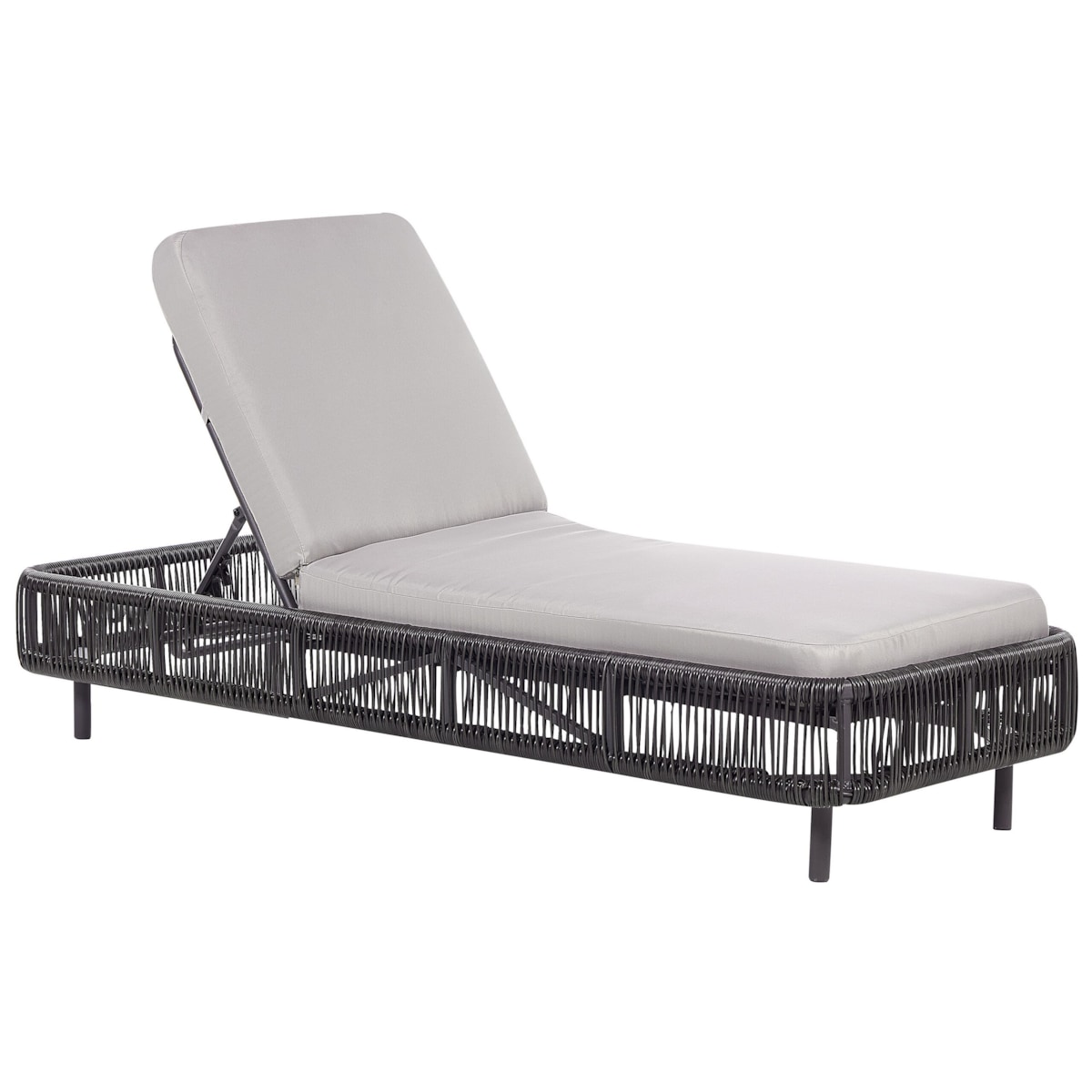 Leżak ogrodowy z poduszką OSINI Rozkładany Technorattan Szary