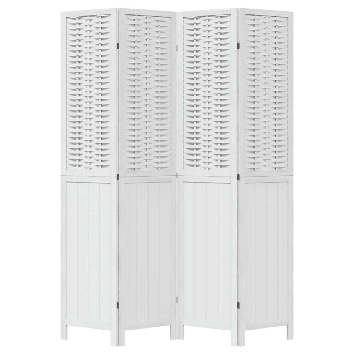 vidaXL Parawan pokojowy, 4-panelowy, biały, lite drewno paulowni