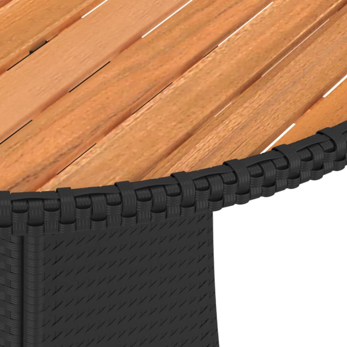 vidaXL Ogrodowy stolik jadalniany, czarny, Ø 70 cm, rattan PE i akacja