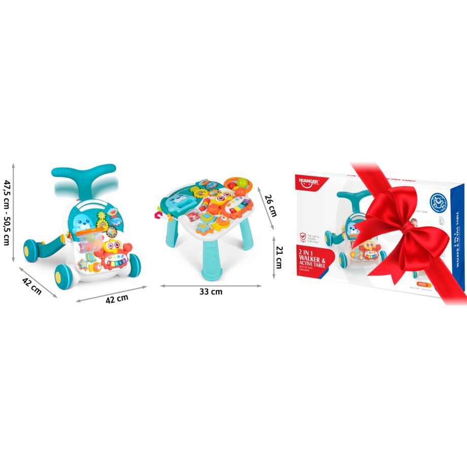 Interaktywny chodzik pchacz stolik edukacyjny Ricokids