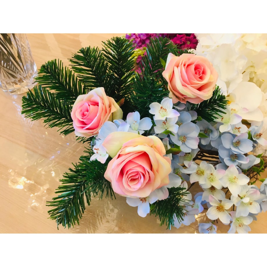 SZTUCZNE KWIATY DO BUKIETU wiązanki stroika RÓŻA RÓŻOWO ZIELONA święta 6szt