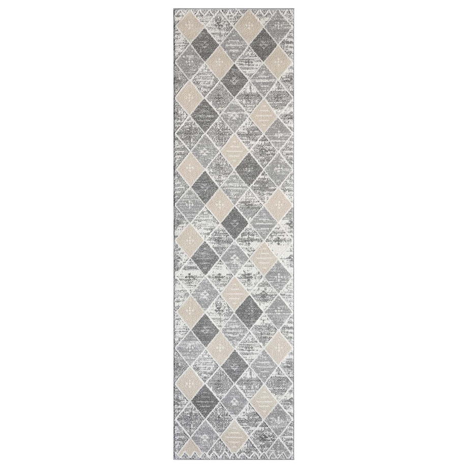 Dywan nowoczesny etniczny high low Flaire 1790 szary-beżowy romby 120x170