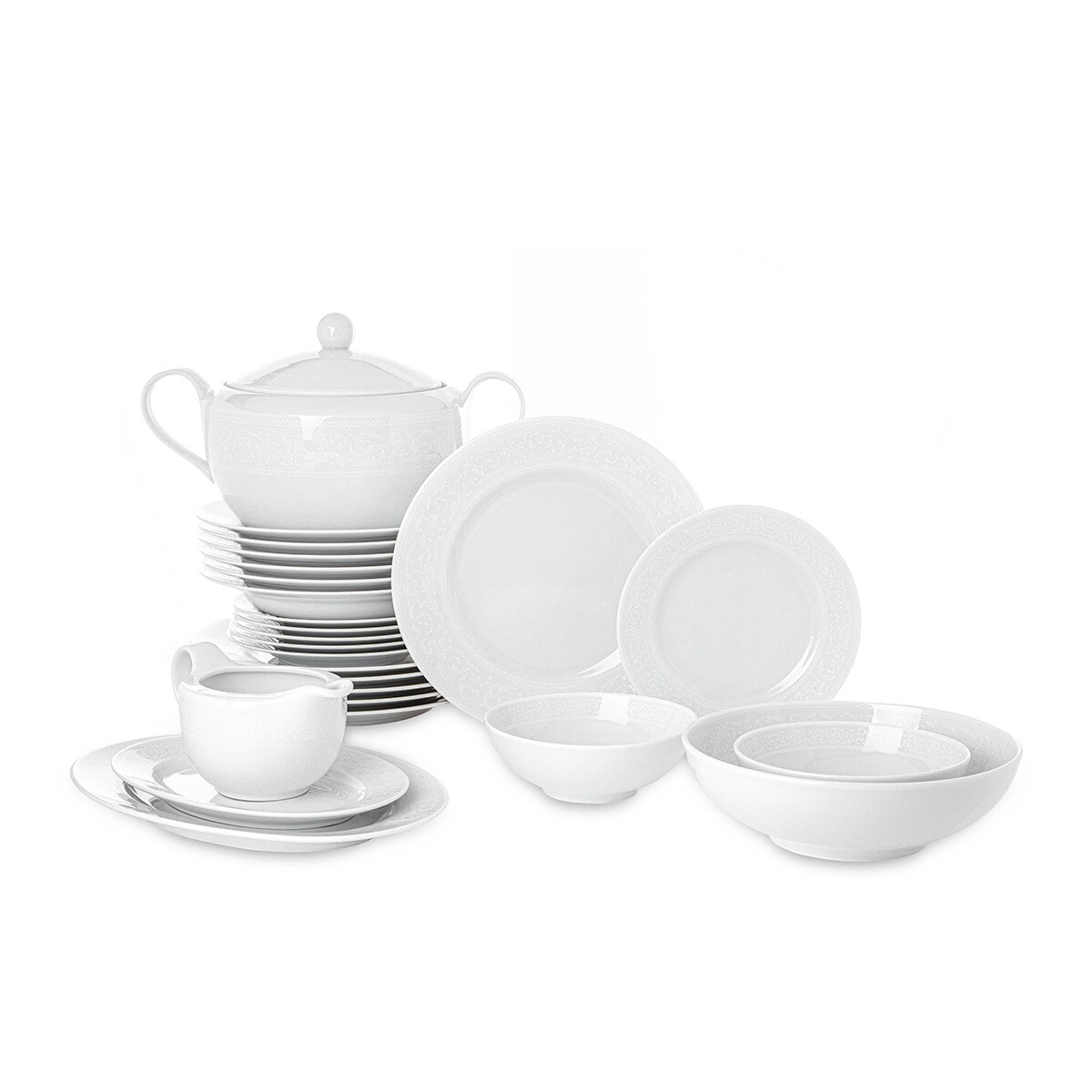 Zestaw obiadowy 6os. (25el.) AMELIA BIAŁA KORONKA