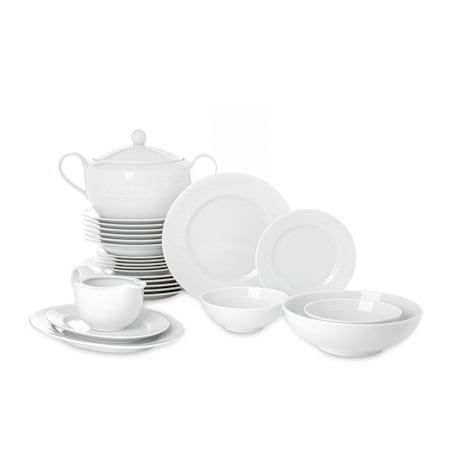 Zestaw obiadowy 6os. (25el.) AMELIA BIAŁA KORONKA