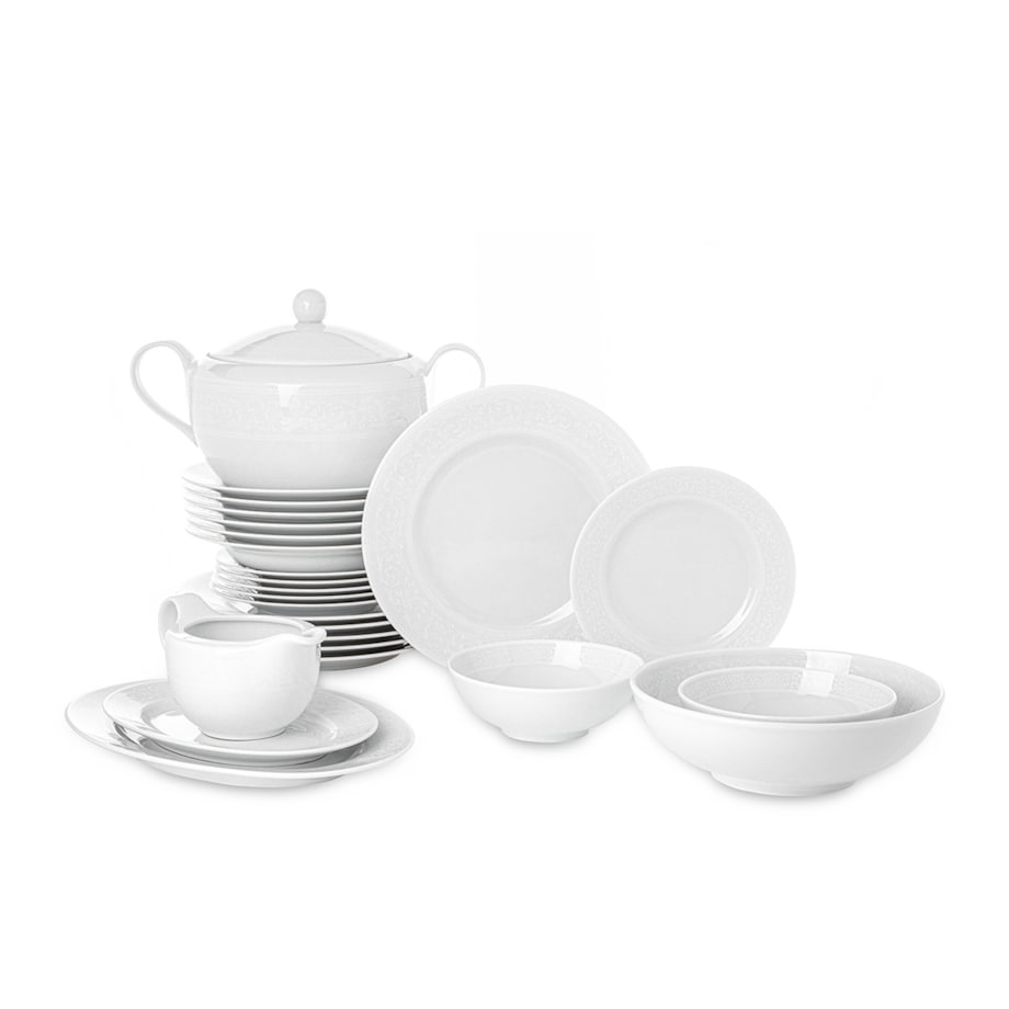 Zestaw obiadowy 6os. (25el.) AMELIA BIAŁA KORONKA