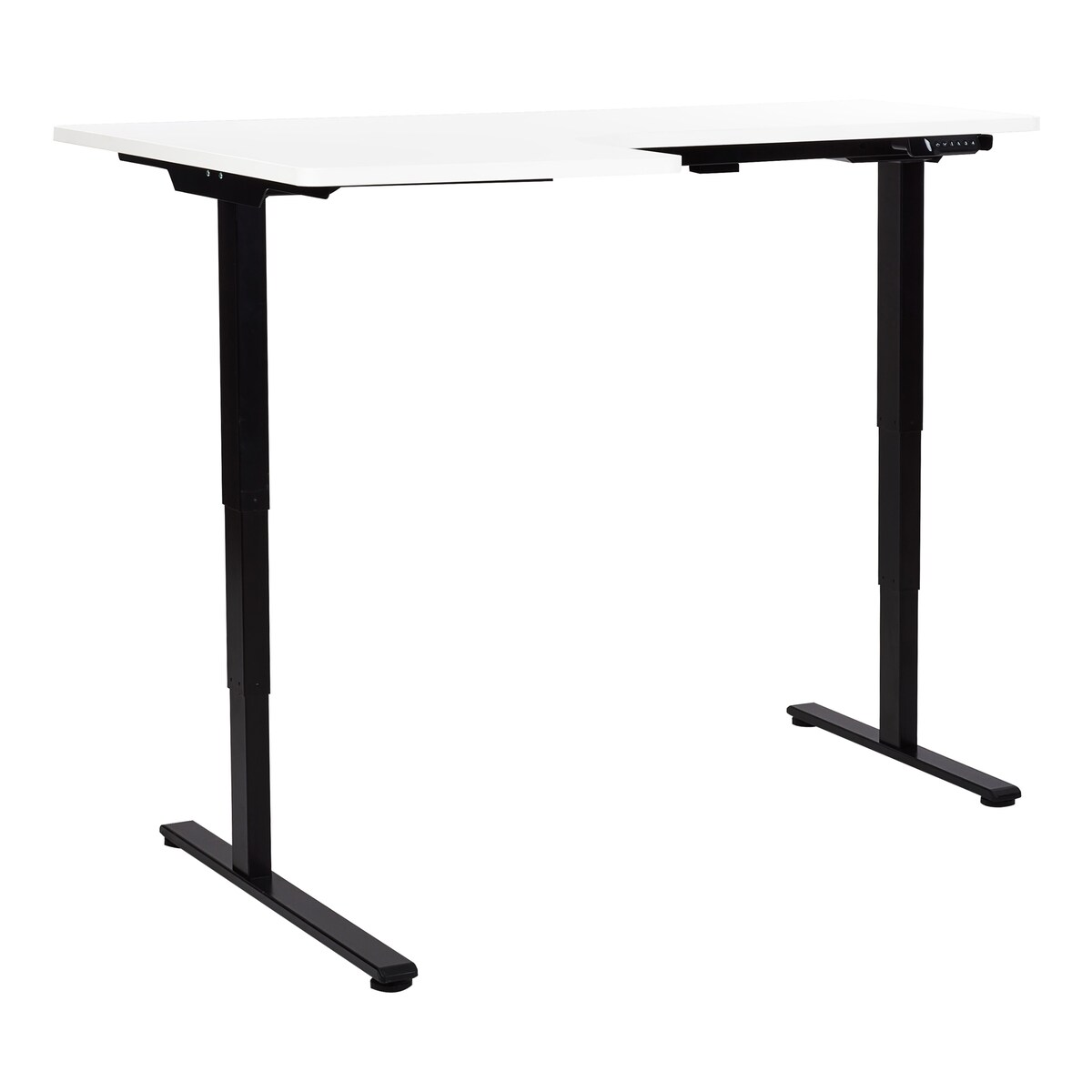 Biurko narożne regulowane elektrycznie DESTINES Biały/ czarny 160 cm 109 cm Lewostronny