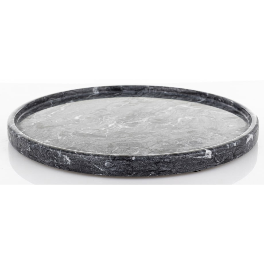 Taca dekoracyjna okrągła marmurowa 25x25 cm TREI ciemnoszara