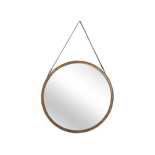 Metalowe okrągłe lustro ścienne na pasku ø 60 cm złote AUTUN