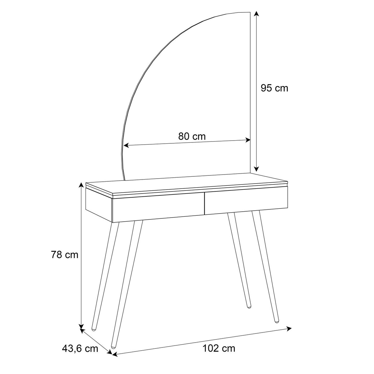 Toaletka AURORA-SQ kaszmir z lustrem prawym