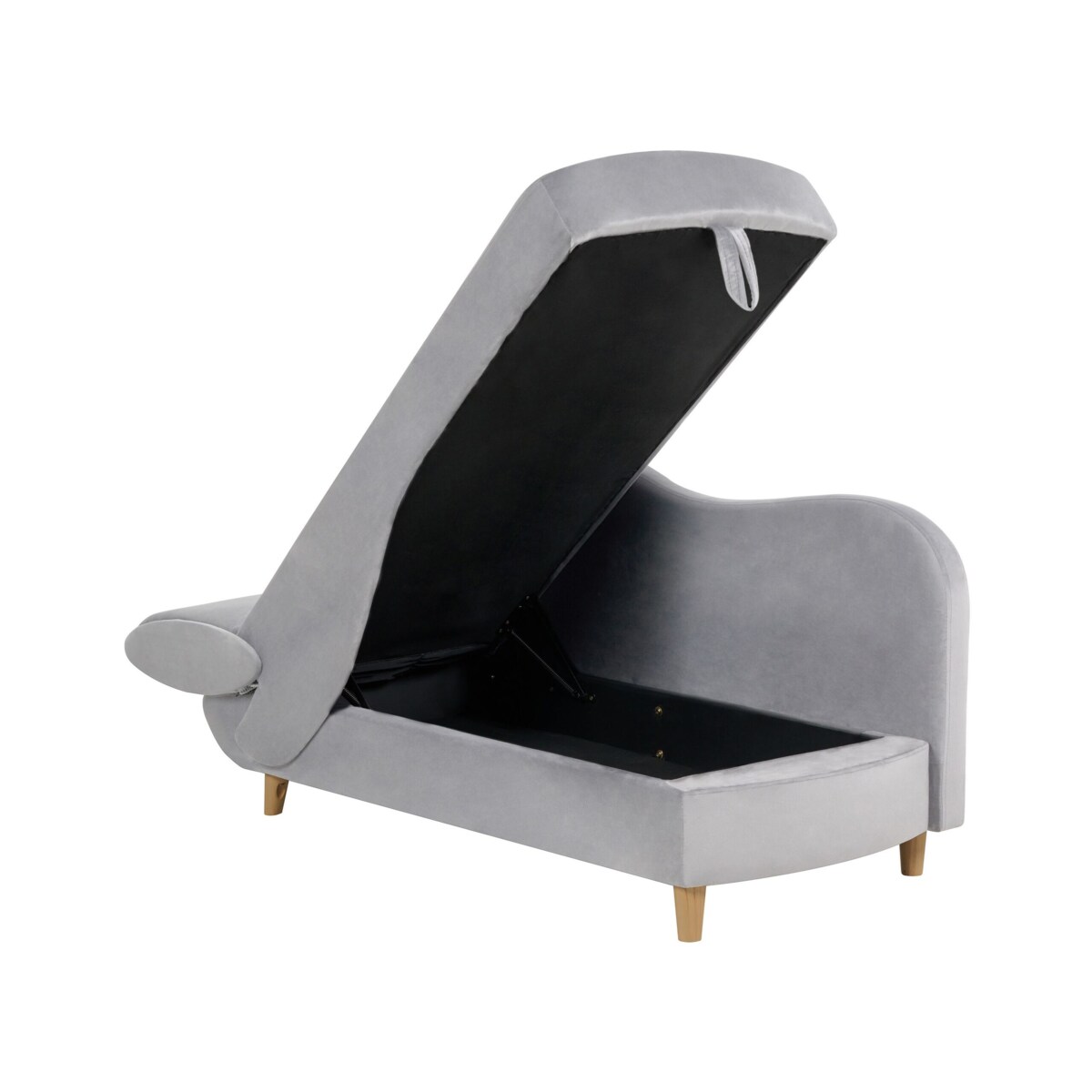 Szezlong z pojemnikiem welurowy lewostronny jasnoszary MERI II